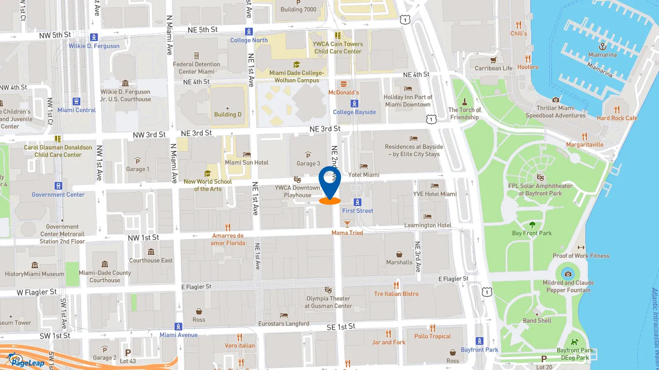 https://pageleap.com map showing location of Chicken Kitchen in Miami.