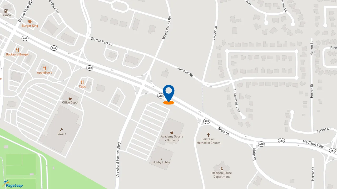 https://pageleap.com map showing location of Chicken Salad Chick in Madison.