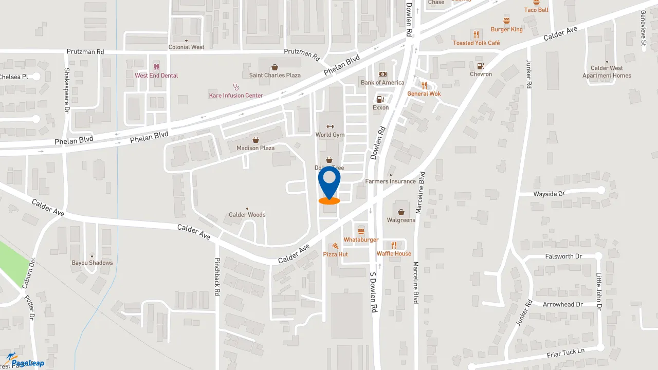 https://pageleap.com map showing location of Church&#039;s Texas Chicken - CLOSED in Beaumont.
