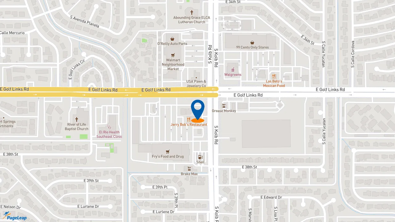 https://pageleap.com map showing location of Church&#039;s Texas Chicken in Tucson.