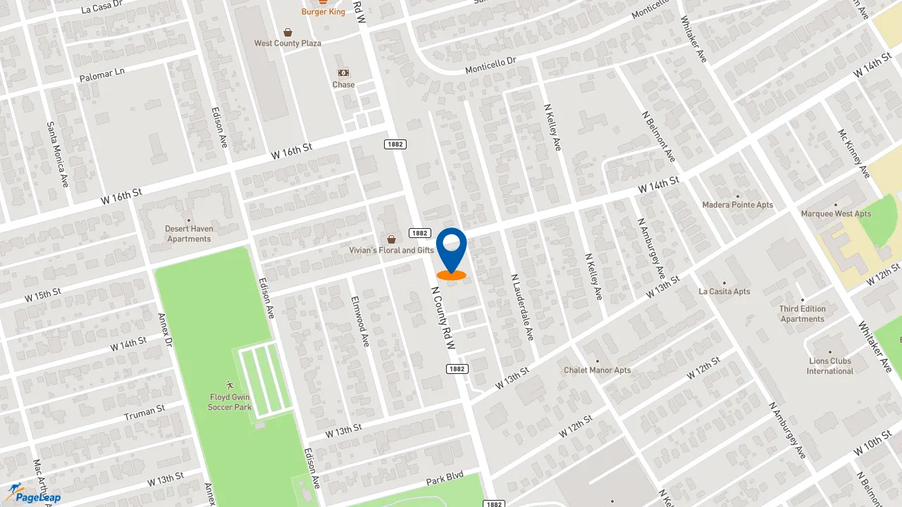https://pageleap.com map showing location of Church&#039;s Texas Chicken in Odessa.