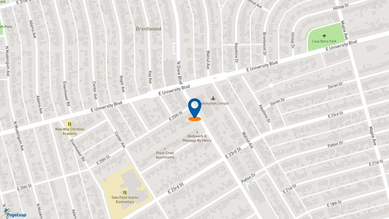 https://pageleap.com map showing location of Church&#039;s Texas Chicken in Odessa.