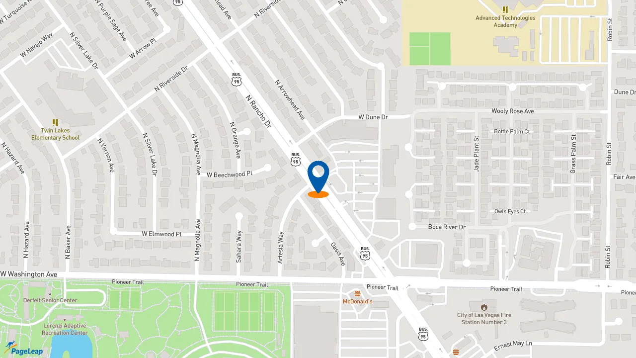 https://pageleap.com map showing location of Church&#039;s Texas Chicken in Las Vegas.