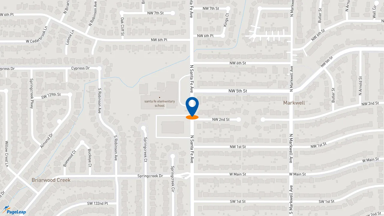 https://pageleap.com map showing location of Church&#039;s Texas Chicken in Moore.