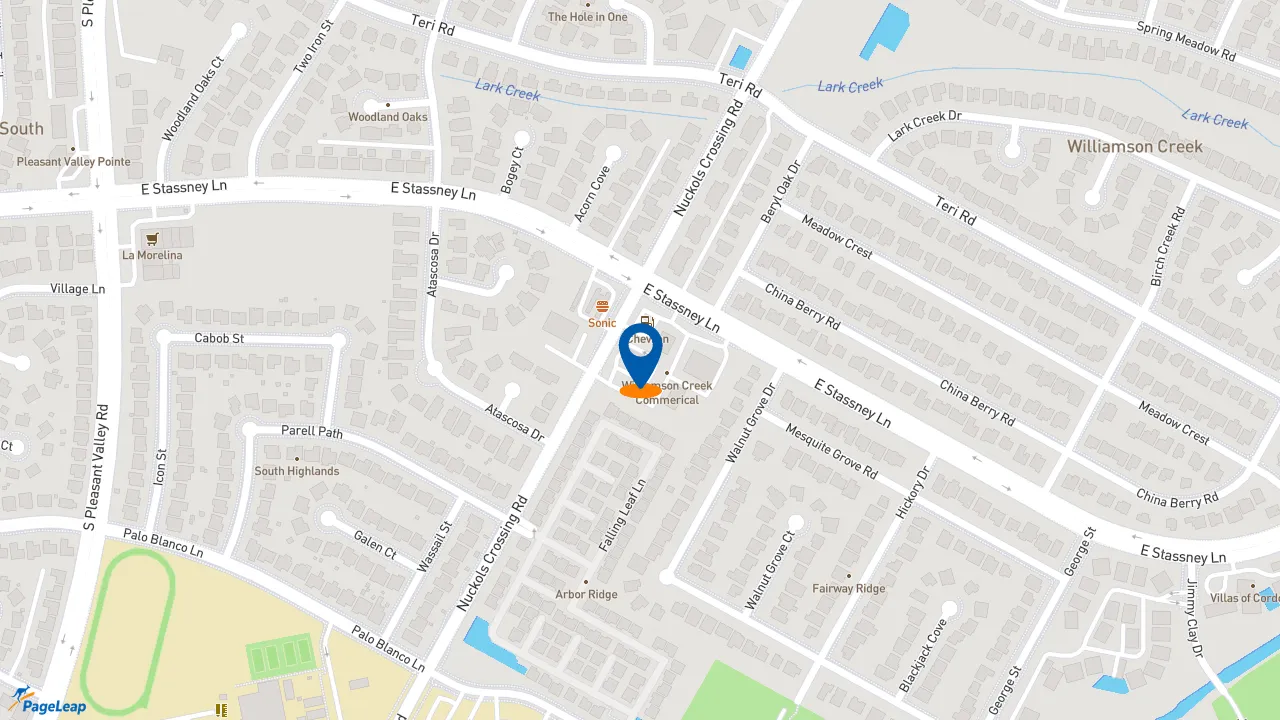 https://pageleap.com map showing location of Church&#039;s Texas Chicken in Austin.