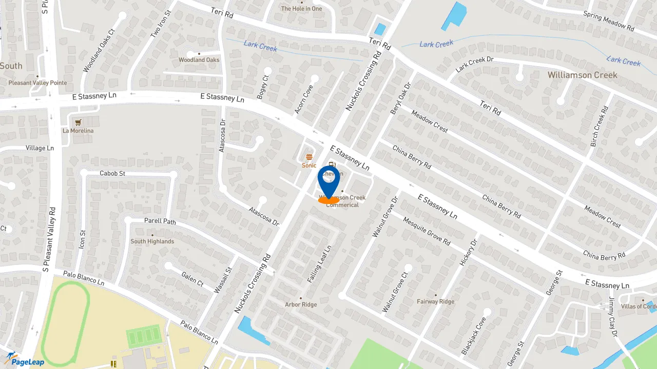 https://pageleap.com map showing location of Church&#039;s Texas Chicken in Austin.