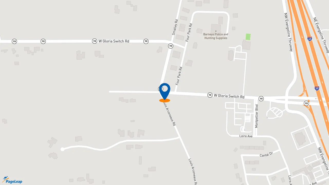 https://pageleap.com map showing location of Church&#039;s Texas Chicken in Lafayette.