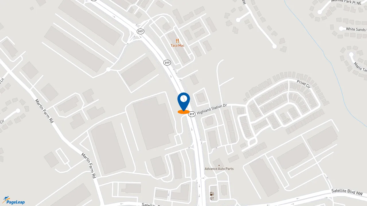 https://pageleap.com map showing location of Coast Dental in Suwanee.