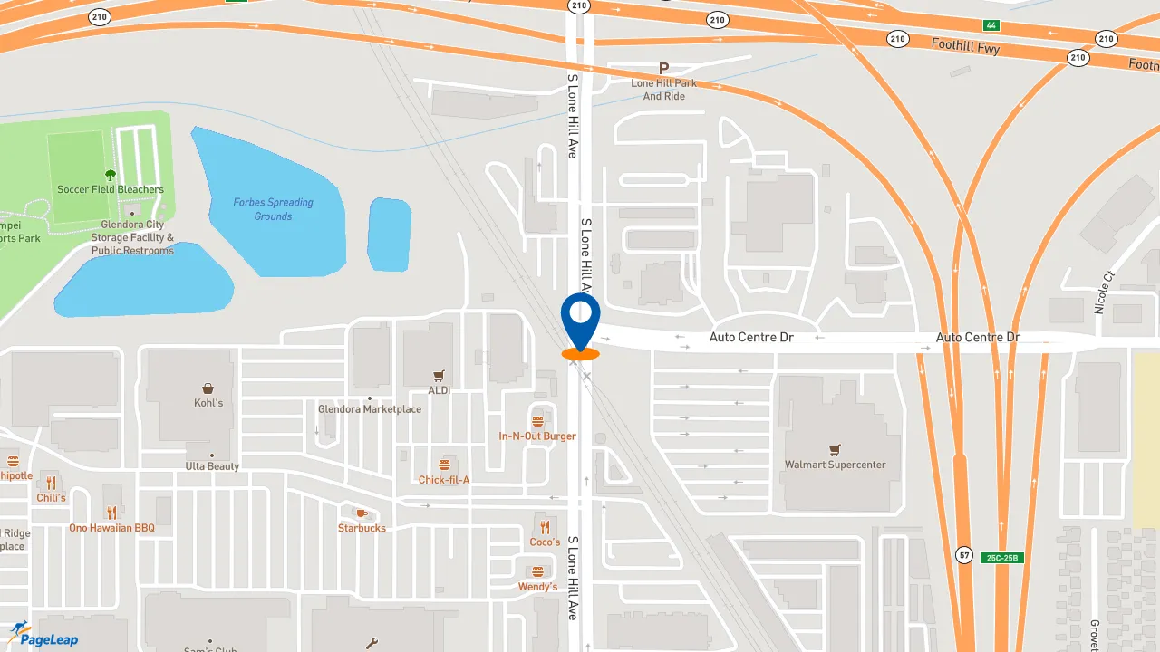 https://pageleap.com map showing location of Colley Ford in Glendora.