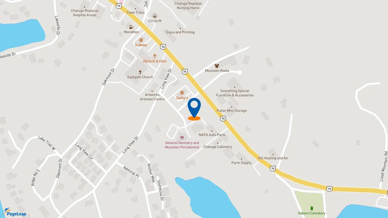 https://pageleap.com map showing location of Coming Soon - Bojangles in Hiawassee.