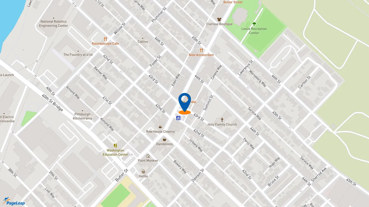 https://pageleap.com map showing location of Condado Tacos in Pittsburgh.