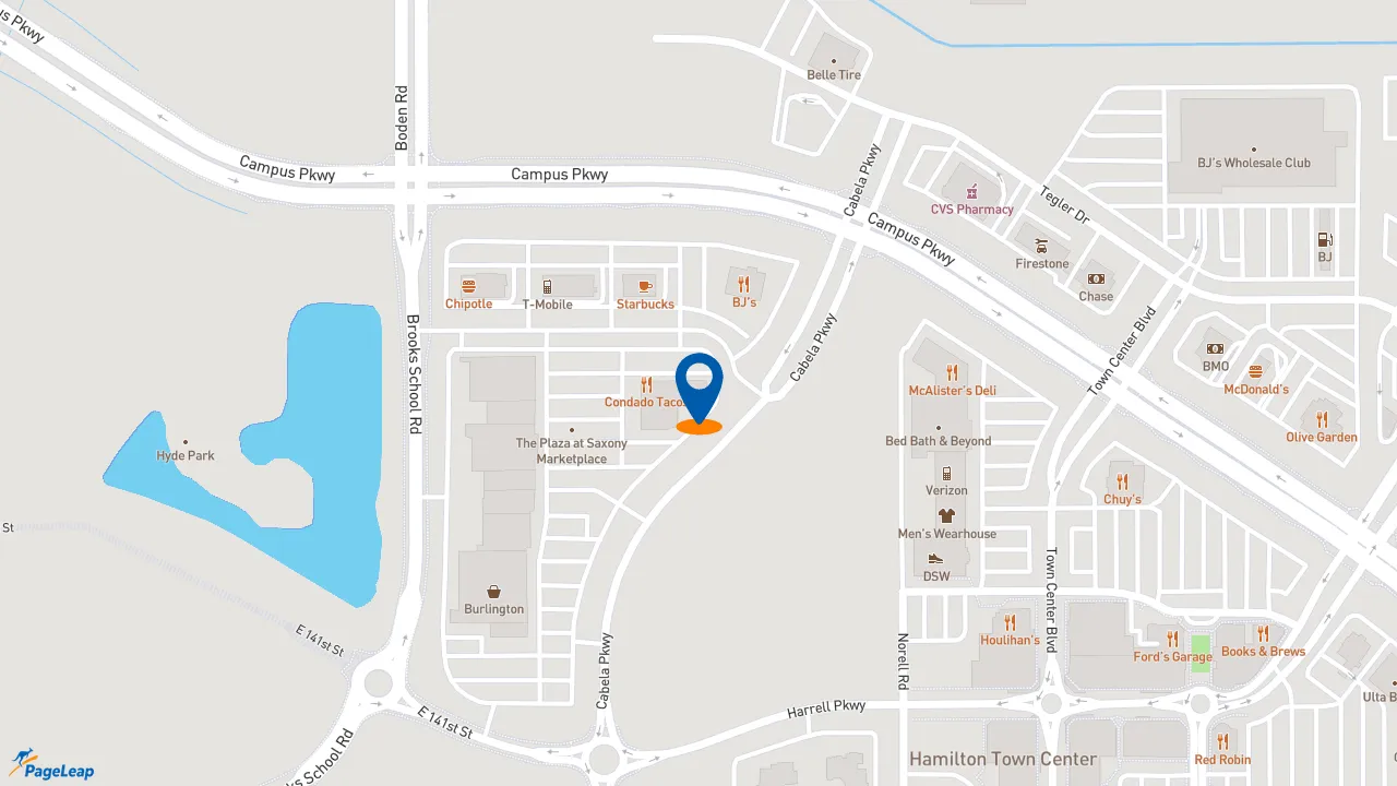 https://pageleap.com map showing location of Condado Tacos in Noblesville.