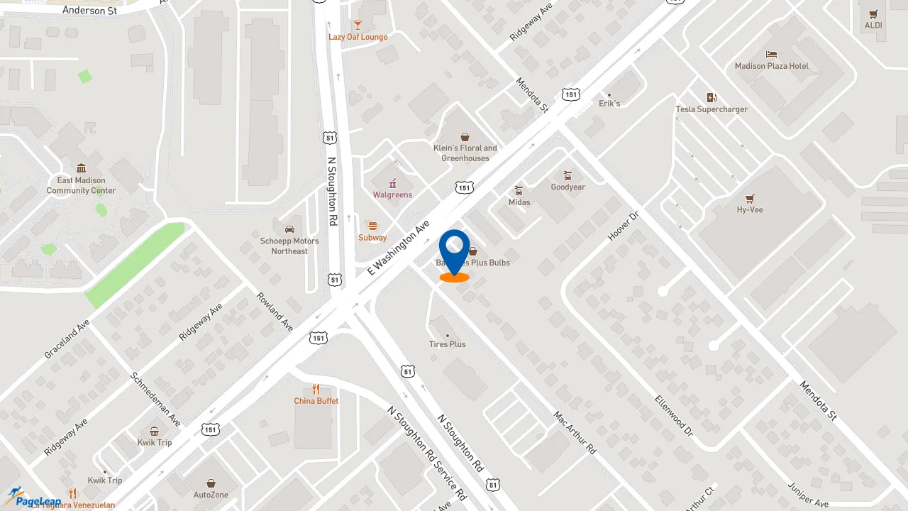 https://pageleap.com map showing location of Cousins Subs in Madison.