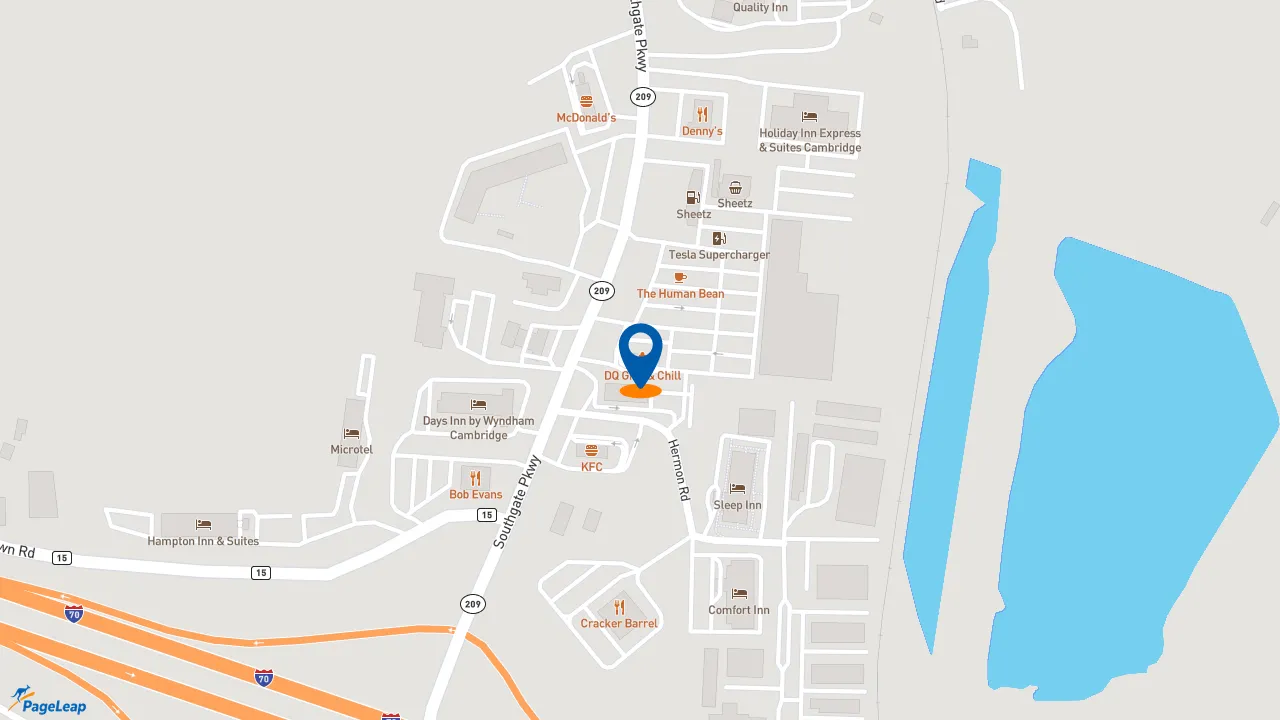 https://pageleap.com map showing location of Dairy Queen Brazier in Cambridge.