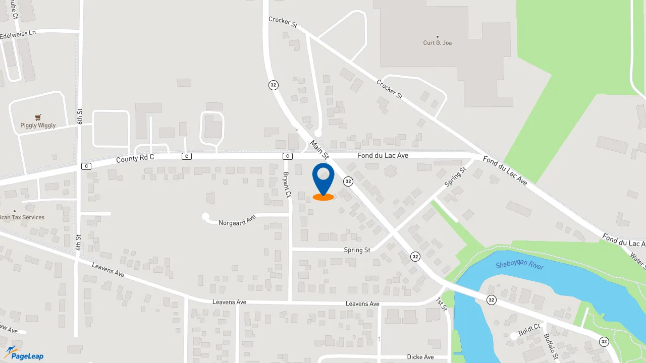 https://pageleap.com map showing location of Dairy Queen in Sheboygan Falls.
