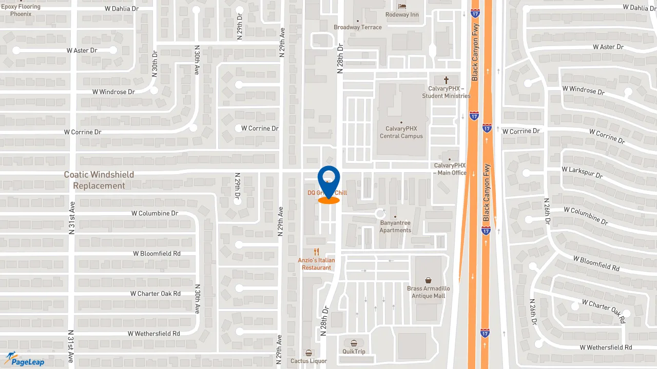 https://pageleap.com map showing location of Dairy Queen in Phoenix.