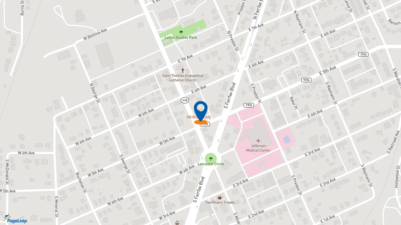 https://pageleap.com map showing location of Dairy Queen in Ranson.