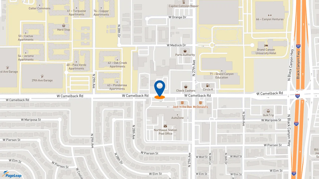 https://pageleap.com map showing location of Dairy Queen in Phoenix.