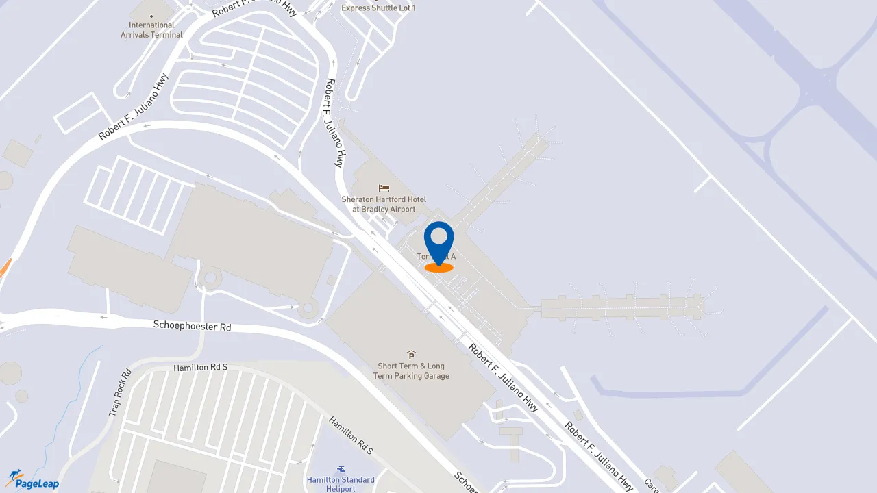 https://pageleap.com map showing location of D&#039;Angelo Grilled Sandwiches in Windsor Locks.