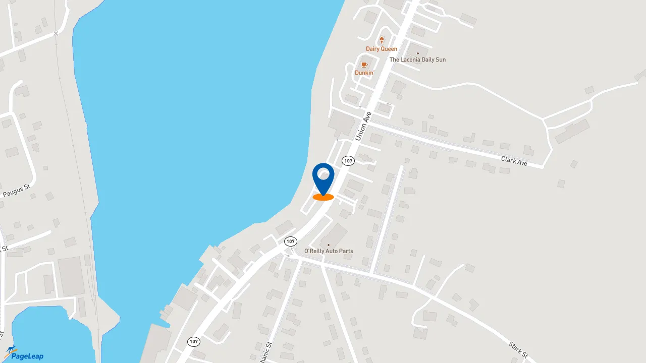 https://pageleap.com map showing location of D&#039;Angelo Grilled Sandwiches in Laconia.