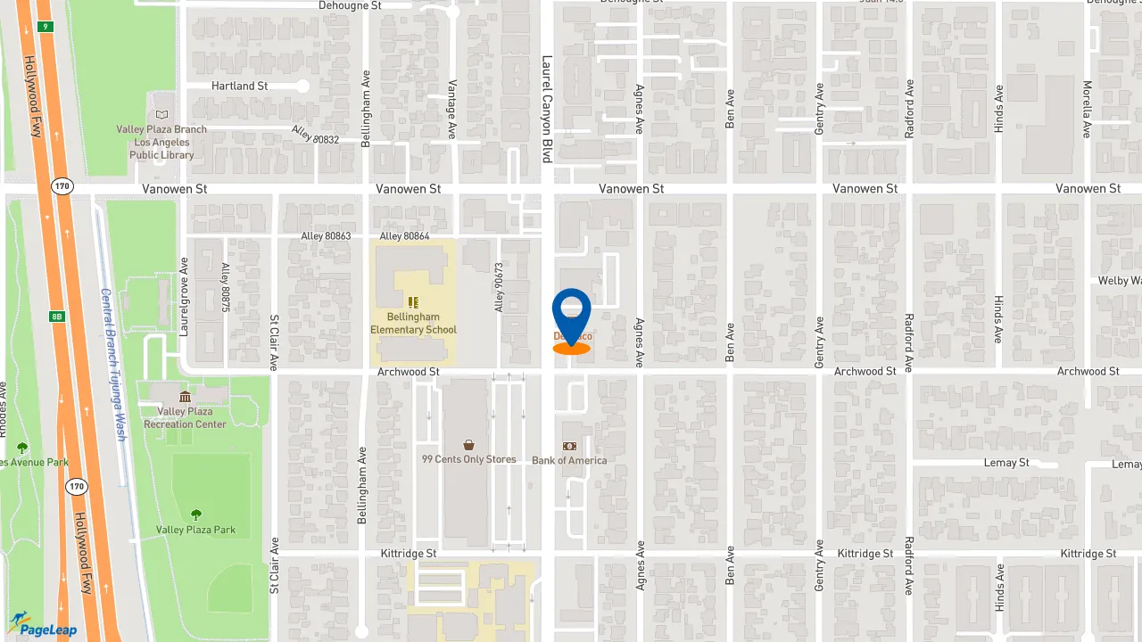 https://pageleap.com map showing location of Del Taco in Los Angeles.