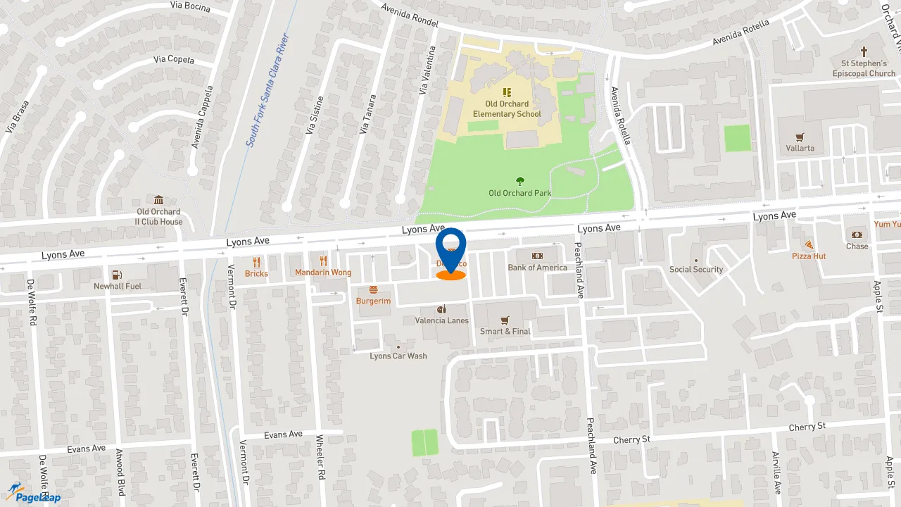 https://pageleap.com map showing location of Del Taco in Newhall.