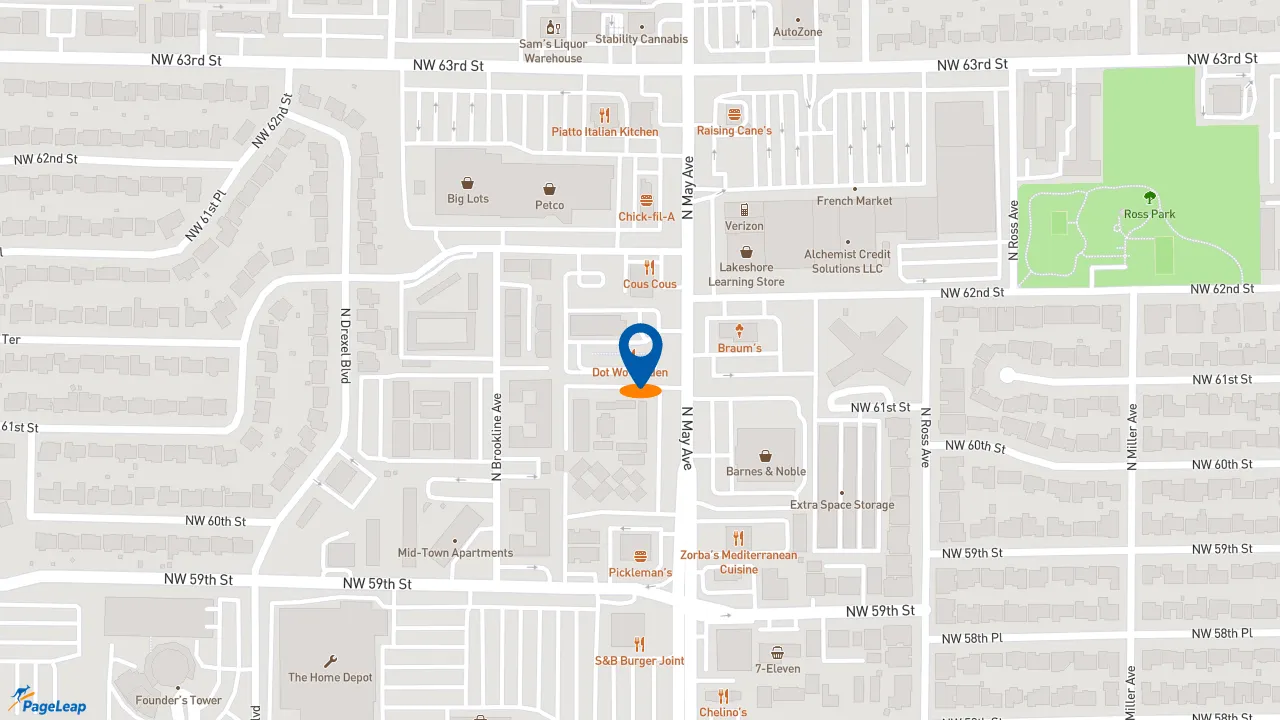 https://pageleap.com map showing location of Del Taco in Oklahoma City.