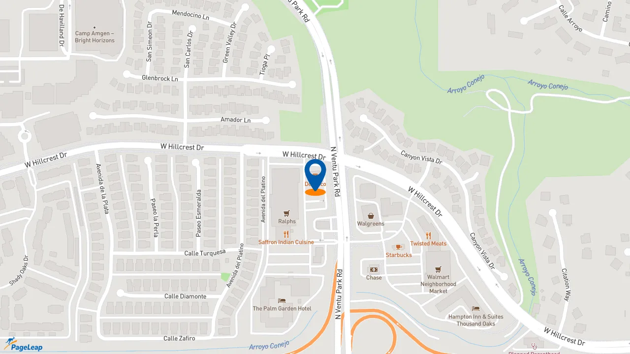 https://pageleap.com map showing location of Del Taco in Thousand Oaks.