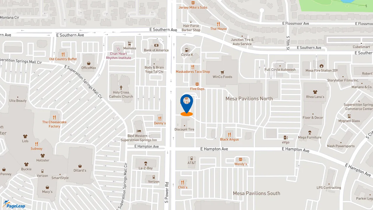 https://pageleap.com map showing location of Del Taco in Mesa.