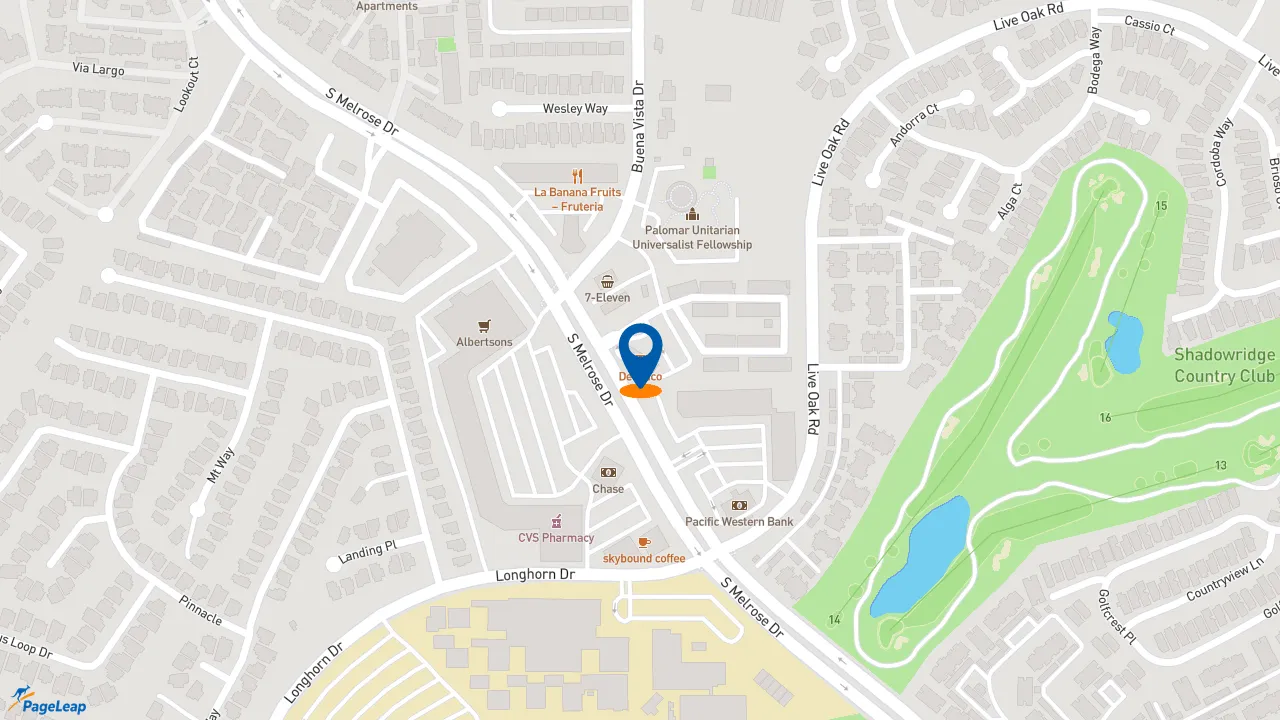 https://pageleap.com map showing location of Del Taco in Vista.