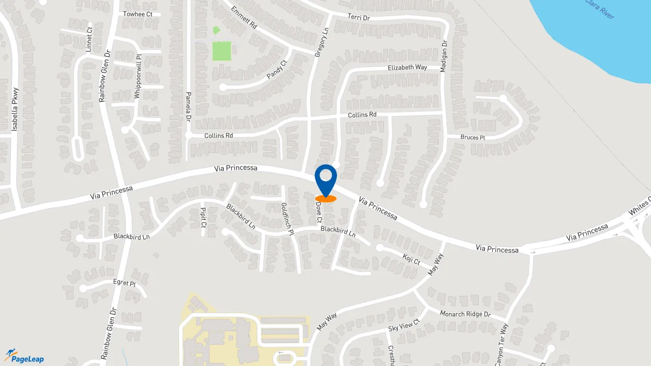 PageLeap.com map showing location of Del Taco in Santa Clarita.