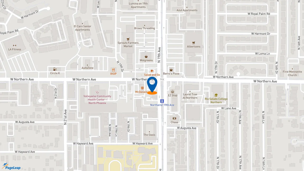 https://pageleap.com map showing location of Del Taco in Phoenix.