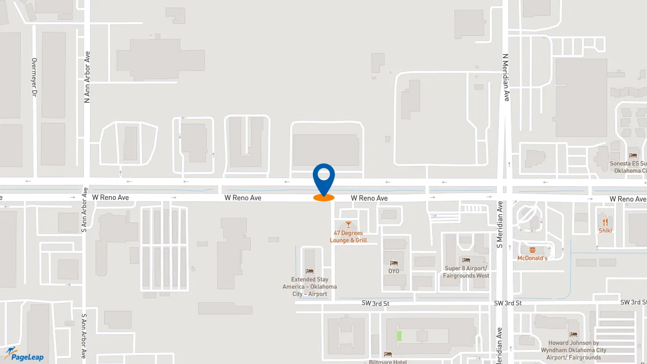 https://pageleap.com map showing location of Del Taco in Oklahoma City.