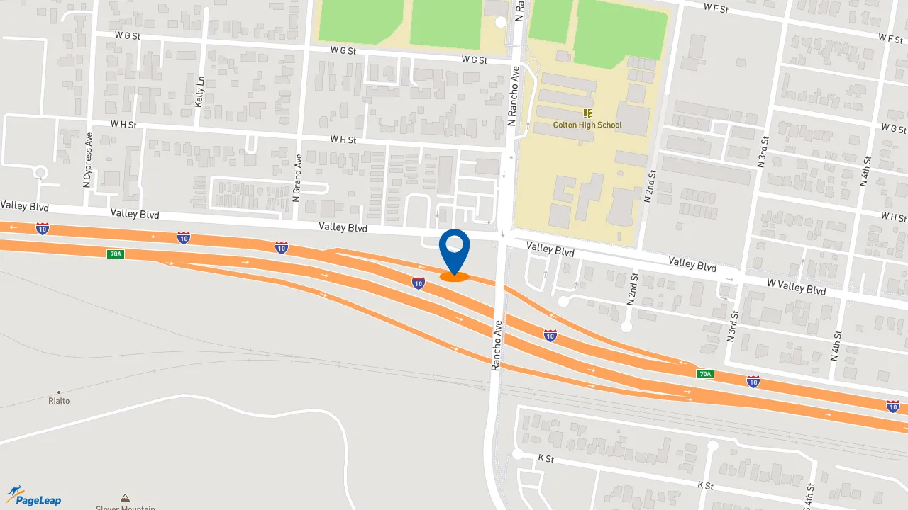 https://pageleap.com map showing location of Del Taco in Colton.