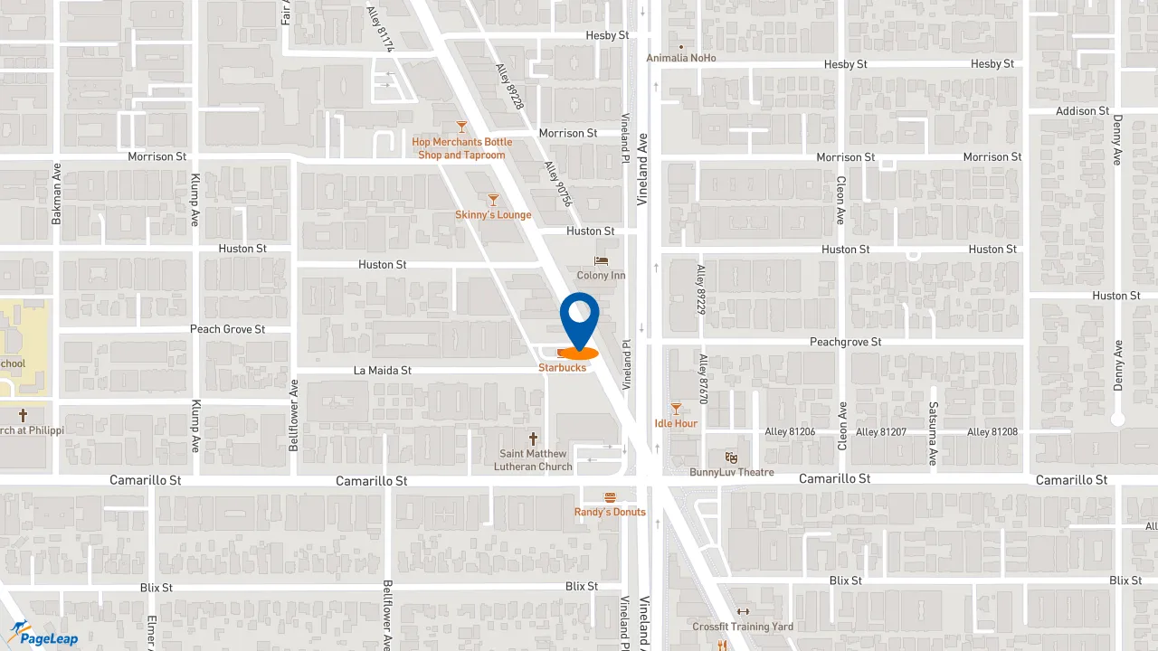 https://pageleap.com map showing location of Dog Haus in Los Angeles.