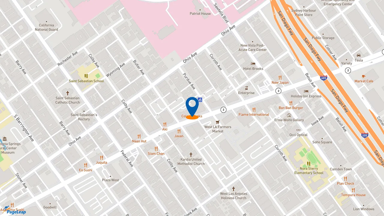 https://pageleap.com map showing location of Dog Haus in Los Angeles.