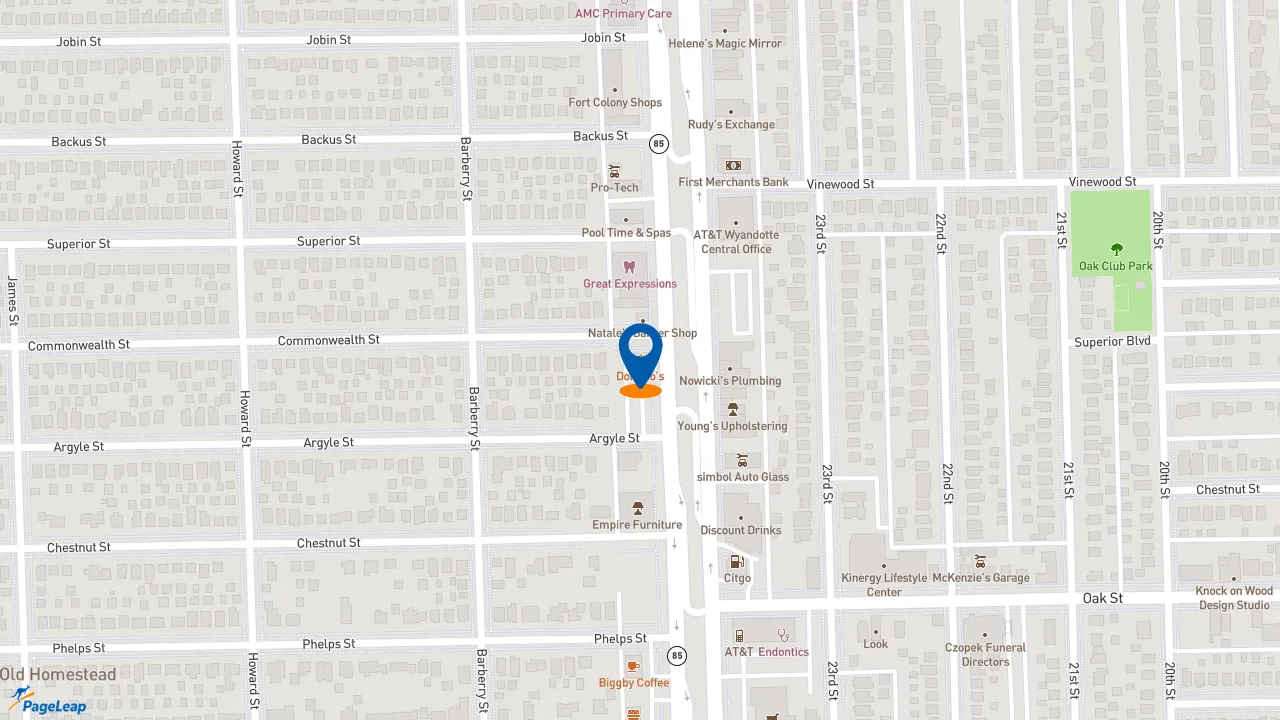 https://pageleap.com map showing location of Domino&#039;s Pizza in Southgate.