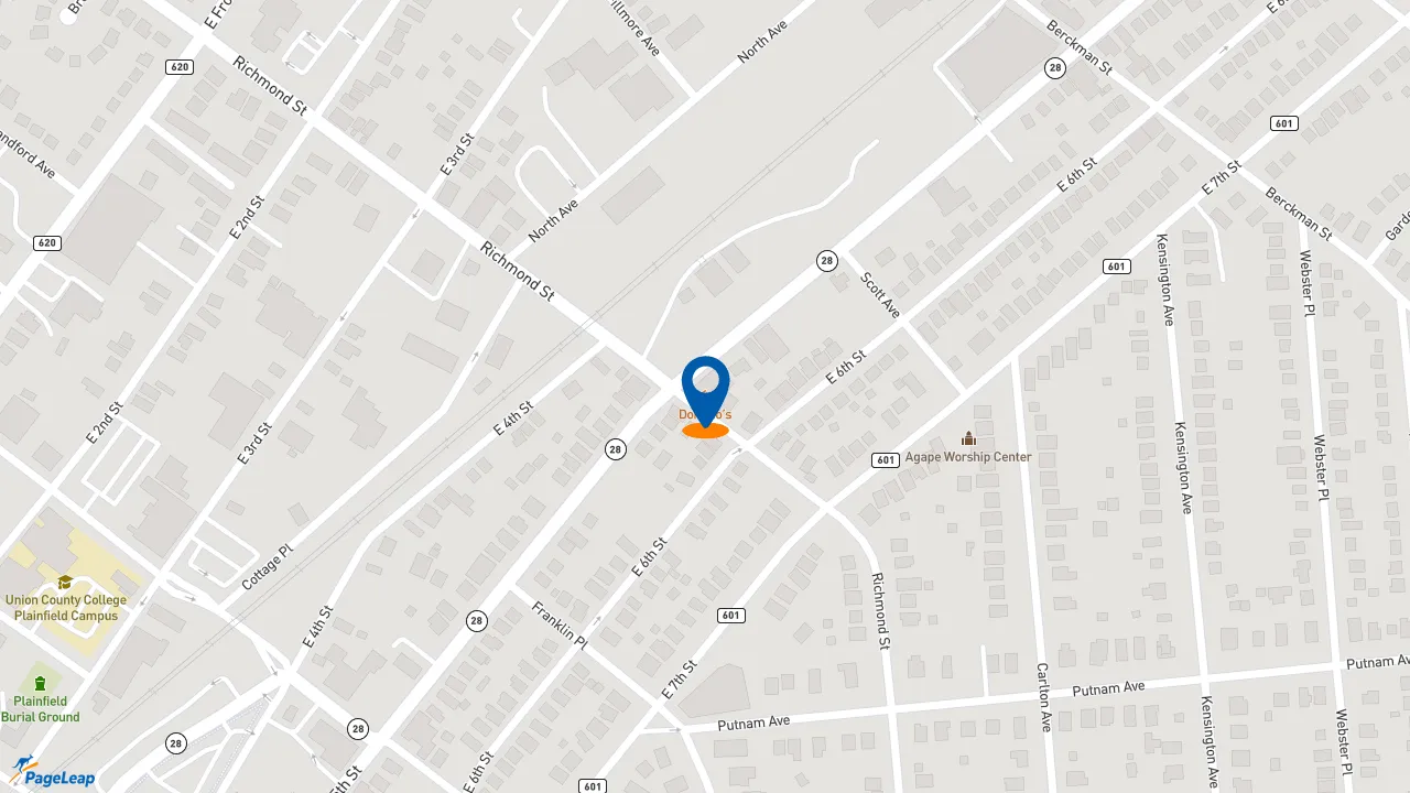 https://pageleap.com map showing location of Domino&#039;s Pizza in Plainfield.