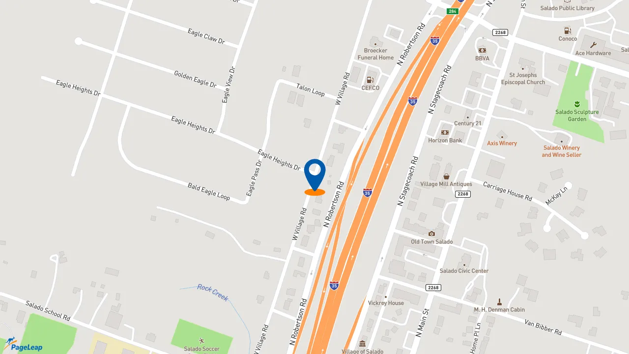 https://pageleap.com map showing location of Domino&#039;s Pizza in Salado.