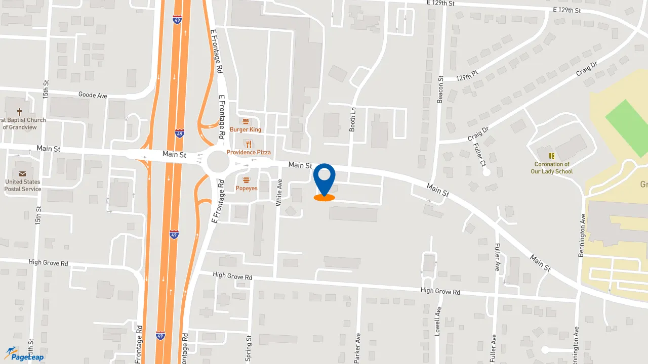 https://pageleap.com map showing location of DQ Grill &amp; Chill Restaurant in Grandview.