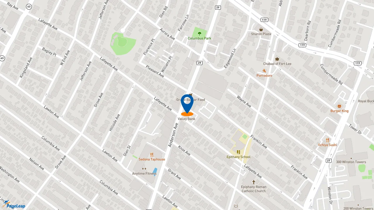 https://pageleap.com map showing location of Dunkin&#039; in Cliffside Park.