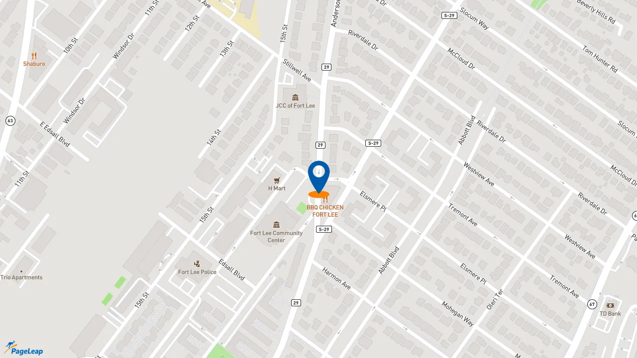 https://pageleap.com map showing location of Dunkin&#039; in Fort Lee.