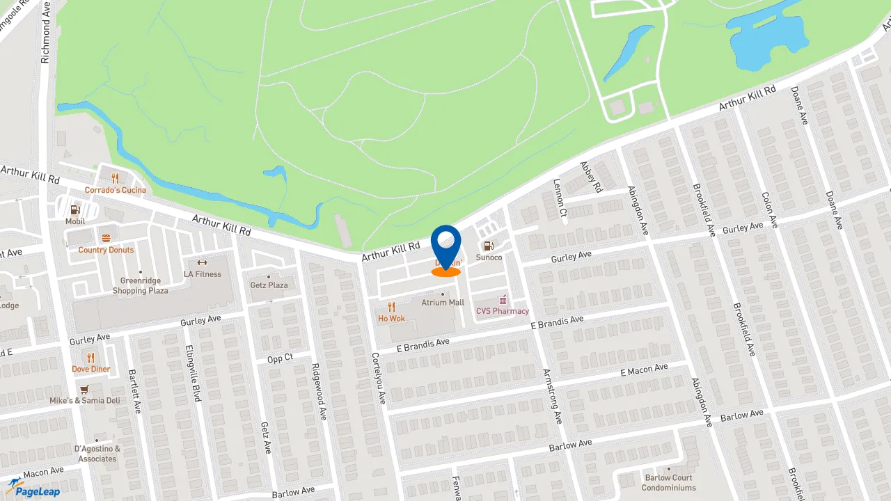 https://pageleap.com map showing location of Dunkin&#039; in Staten Island.
