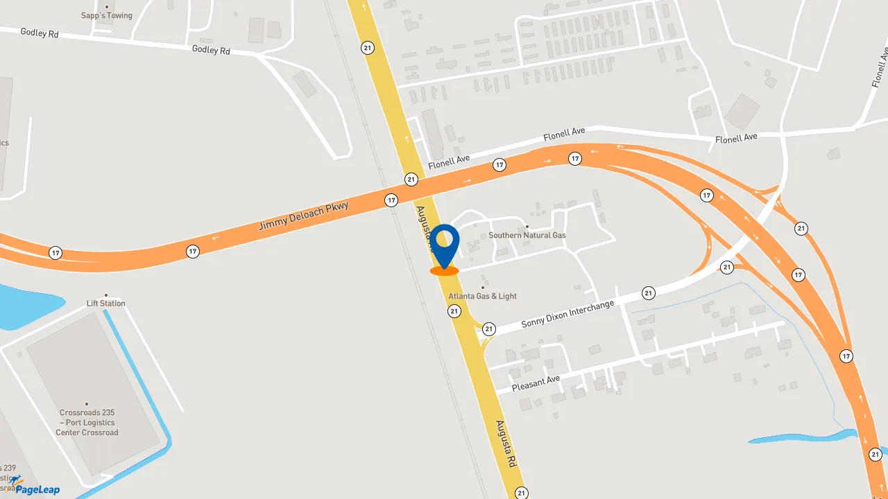 https://pageleap.com map showing location of Dunkin&#039; in Port Wentworth.