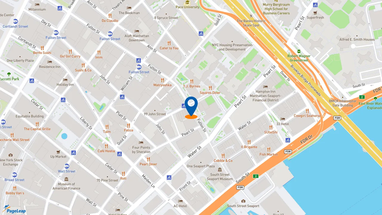 https://pageleap.com map showing location of Dunkin&#039; in New York.