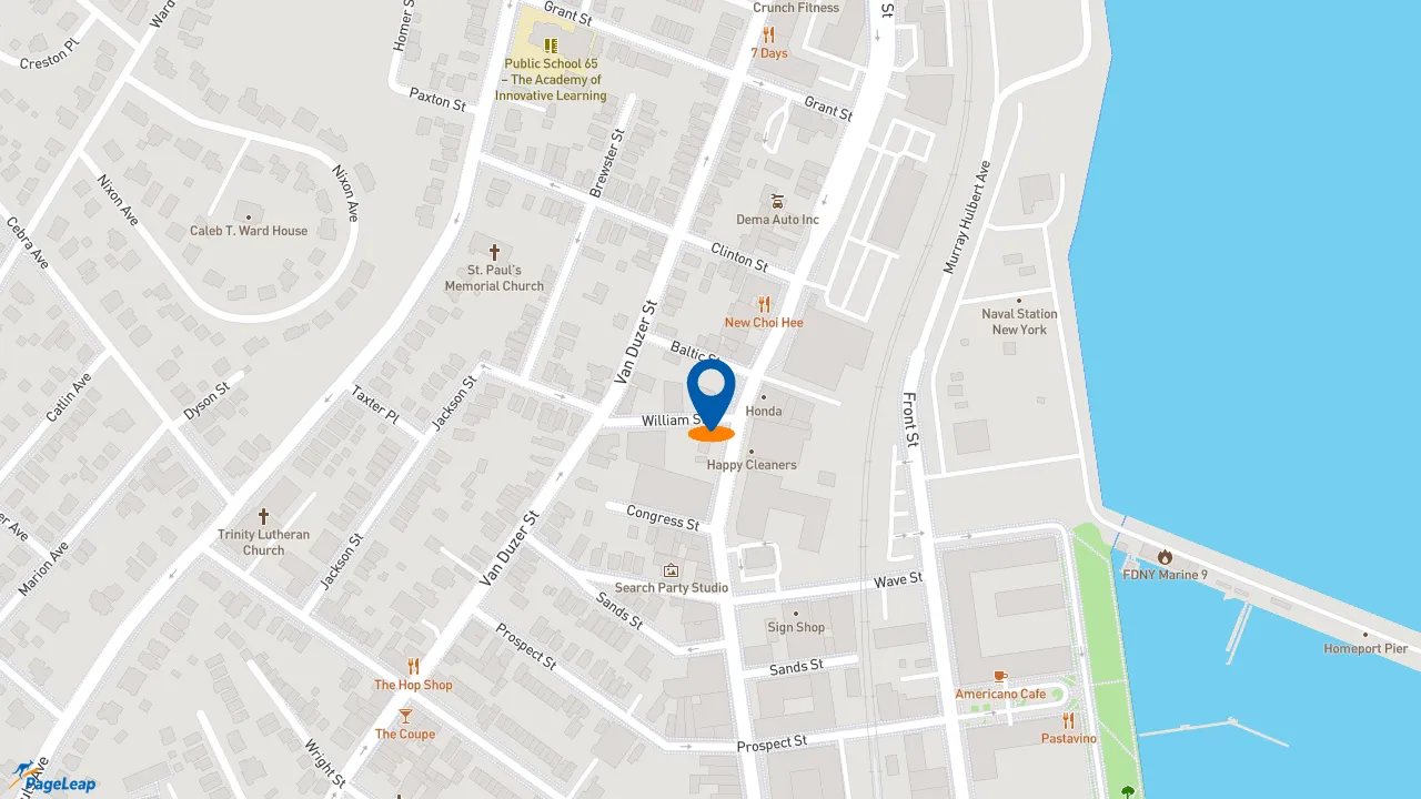 https://pageleap.com map showing location of Dunkin&#039; in City Of New York.