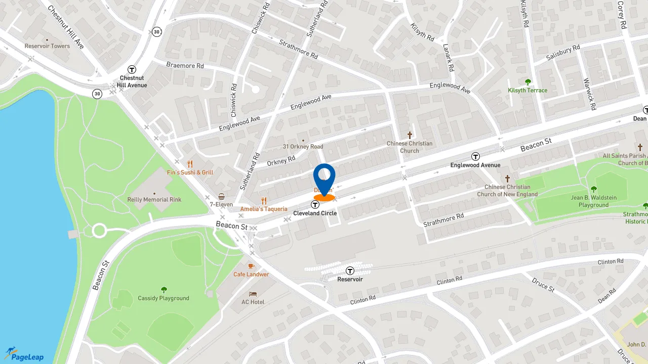https://pageleap.com map showing location of Dunkin&#039; in Boston.