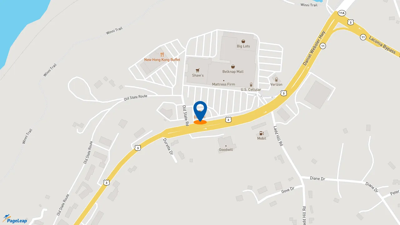 https://pageleap.com map showing location of Dunkin&#039; in Belmont.