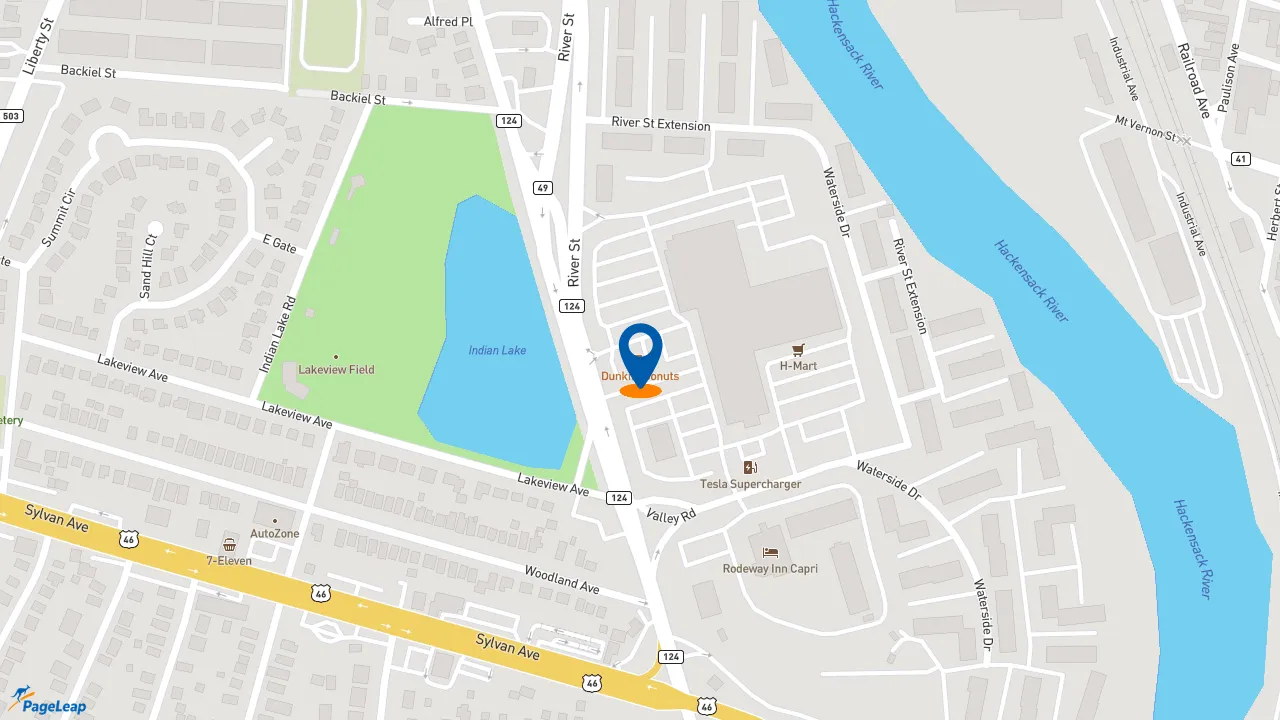 https://pageleap.com map showing location of Dunkin&#039; in Little Ferry.