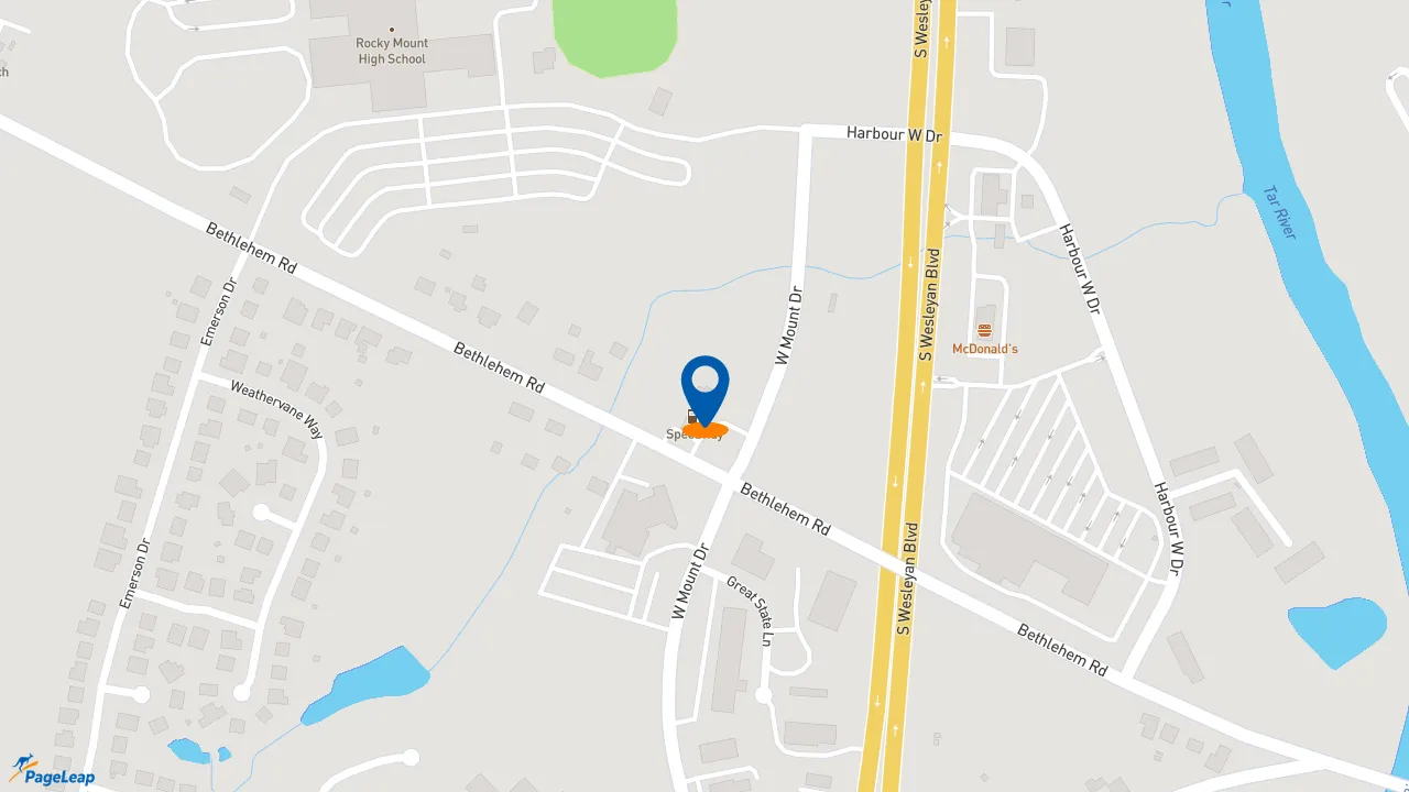 https://pageleap.com map showing location of Dunkin in Rocky Mount.